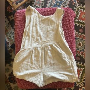 Cream linen romper